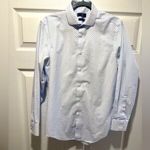 Calvin Klein White with Blue Design Dress Shirt. 15 1/2 Neck, 32-33 Sleeves